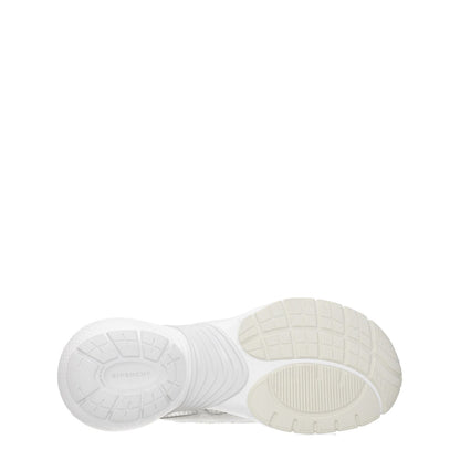 Sole view of Givenchy White Fabric Athletic Sneakers showing rubber construction and brand logo.