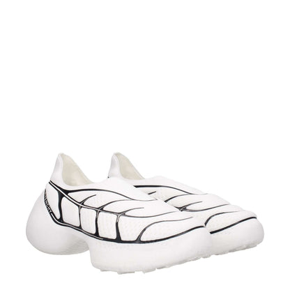Givenchy White Fabric Low Top Sneakers with side logo and round toe design in casual style, featuring mid heels and a fabric sole.