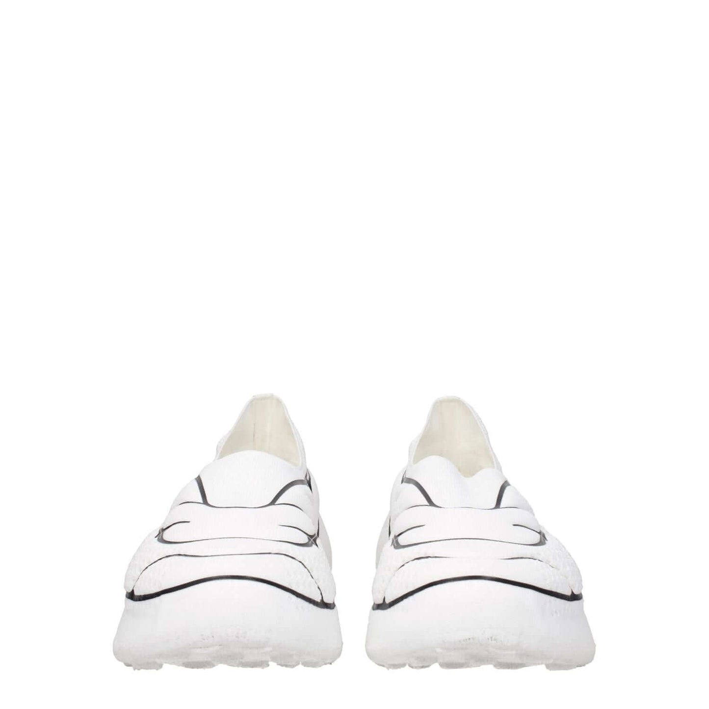 Front view of Givenchy White Fabric Low Top Sneakers with side logo and round toe design.