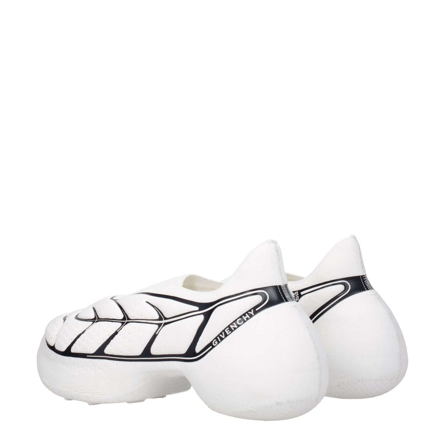 Givenchy White Fabric Low Top Sneakers with side logo and round toe, featuring a fabric sole and mid heels.