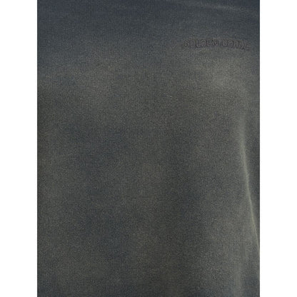 Golden Goose Black Cotton Sweatshirt with vintage washed-out effect, ribbed cuffs, crew neck, and iconic embroidered monogram detail.