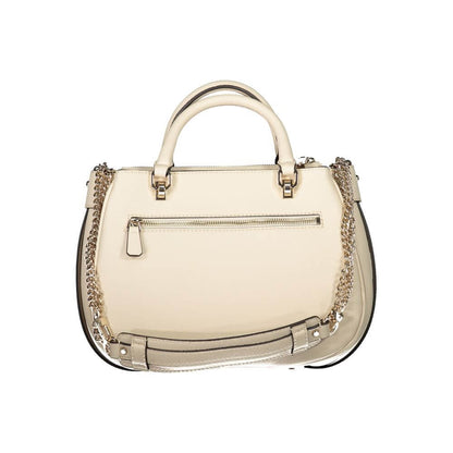 Alt Tag: Guess Jeans Beige Polyethylene Handbag with chain strap, zip closure, and multiple compartments