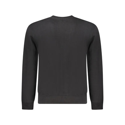 Back view of Guess Jeans Black Cotton Men Sweater featuring a sleek slim fit and classic crew neck design.