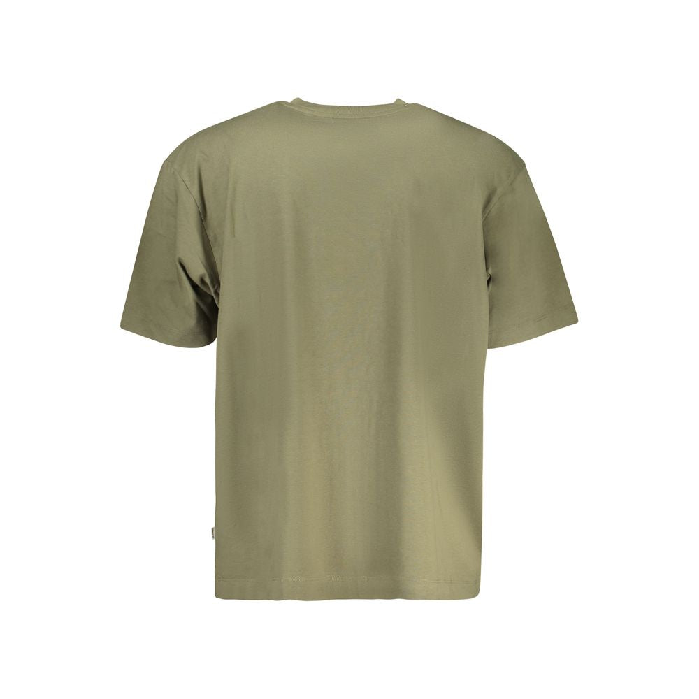 Back view of Guess Jeans Green Cotton Men T-Shirt showcasing oversized fit and vibrant color.