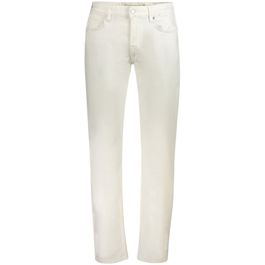 Guess Jeans White Cotton Mens Jeans with classic 5-pocket design, perfect for a sophisticated and stylish look.