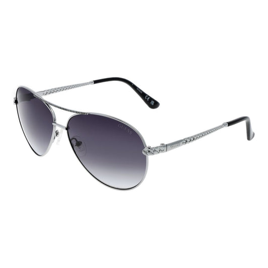 Guess Silver Women Sunglass with silver metal aviator frame, blue gradient lenses, and full-rim style. Comes with a branded case.