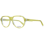 Guess Yellow Men Glasses Frame, full-rim aviator style, yellow plastic frame, 56-14-145, spring hinge, includes branded case.