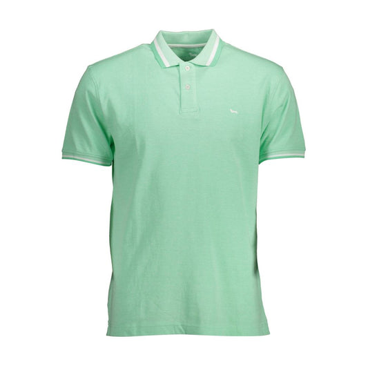 Harmont & Blaine Green Cotton Men Polo Shirt with short sleeves and contrasting details