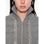Herno Jackets Light Grey with zip fastening and stand-up collar, showcasing cashmere and wool padding, long sleeves, and zip pockets.