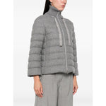 Herno Jackets Light Grey with stand-up collar, long sleeves, zip fastening, and pockets; made of cashmere and wool padded material.