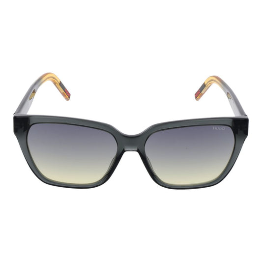 Hugo Boss Gray Women Sunglass, eco acetate full-rim cat eye, grey gradient lenses, UVA & UVB protection, size 56-15-140.