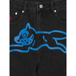ICECREAM Jeans Black with Running Dog patch, black front button and zip fastening, classic five pockets design.
