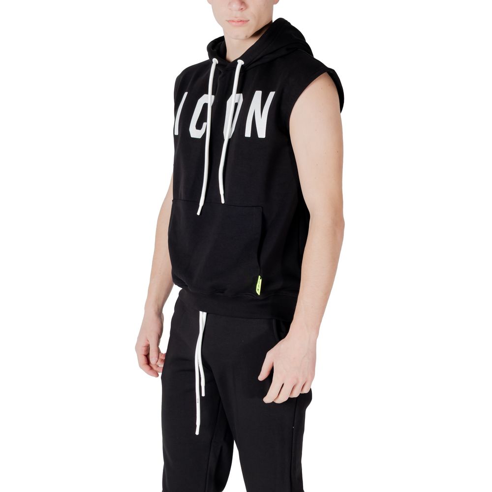 Icon Black Cotton Hoodie