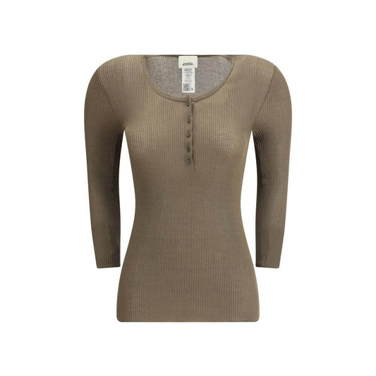 Isabel Marant Green Cotton Top with ribbed design and button closure, perfect for everyday wear and refined looks.