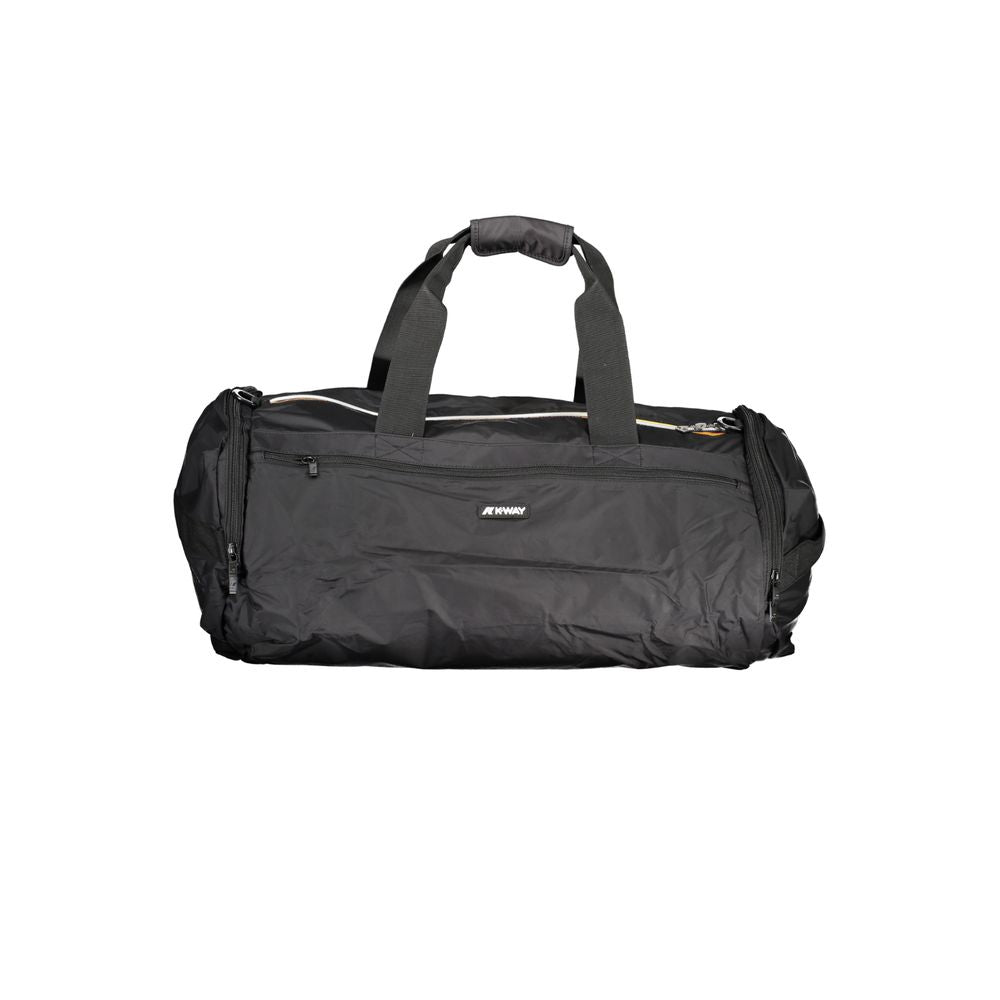 K-WAY Black Polyamide Luggage And Travel bag with shoulder handles, adjustable strap, multiple pockets, and zip closure.