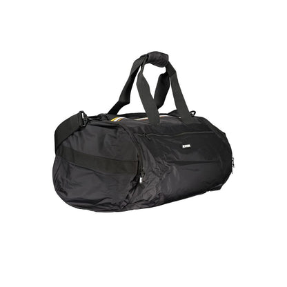 K-WAY Black Polyamide Luggage And Travel bag with dual shoulder handles, adjustable strap, zip closure, and multiple pockets.