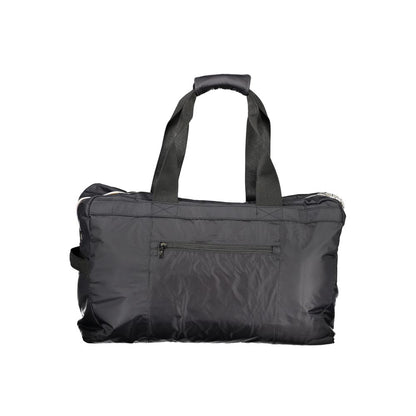 K-WAY Black Polyester Luggage And Travel bag with two shoulder handles, zip closure, external pockets, internal pocket, and logo.