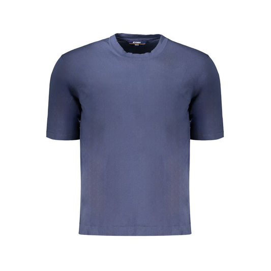 K-WAY Blue Cotton Sweater, short-sleeve crew neck with logo, men's casual fashion.