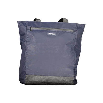 K-WAY Blue Polyester Handbag with 2 shoulder handles, external and internal pockets, zip closure, and logo on the front.