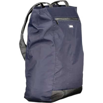 K-WAY Blue Polyester Handbag with dual shoulder handles, external and internal pockets, and zip closure.