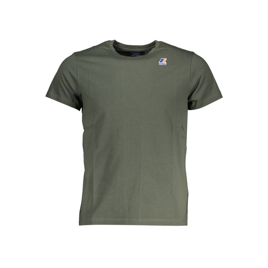 K-WAY Green Cotton T-Shirt featuring short sleeves, crew neck, print design, and logo.