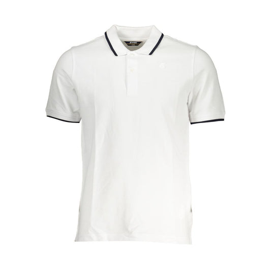 K-WAY White Cotton Polo Shirt with short sleeves, 2 buttons, contrast details, and logo application