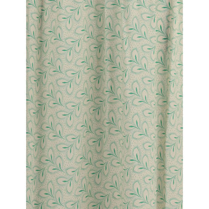Detail of Kristina Ti Green Silk Long Dress with delicate foliage print and fluid fabric design.