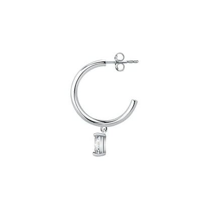 Silver hoop earring from LA PETITE STORY JEWELRY Mod. LPS02AQM26 with a subtle charm accent.
