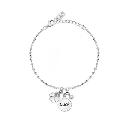 Delicate bracelet featuring 'Luck' charm from LA PETITE STORY JEWELRY Mod. LPS05ARR62, symbolizing fortune and elegance.