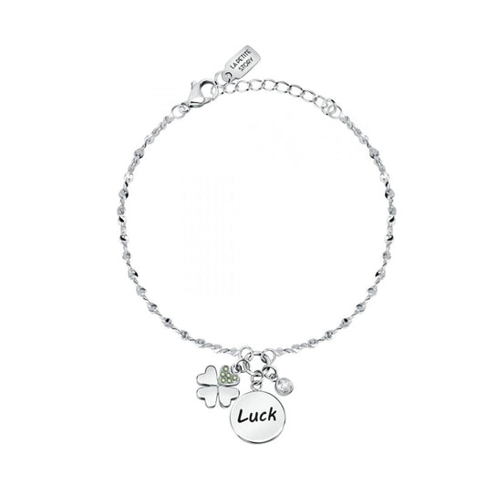 Delicate bracelet featuring 'Luck' charm from LA PETITE STORY JEWELRY Mod. LPS05ARR62, symbolizing fortune and elegance.