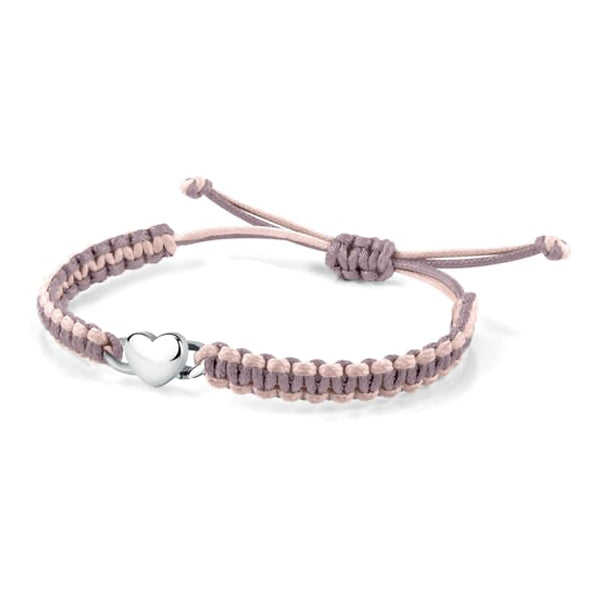 Elegant bracelet from LA PETITE STORY JEWELRY Mod. LPS05ASD39 with heart charm, crafted with pink and purple cord.