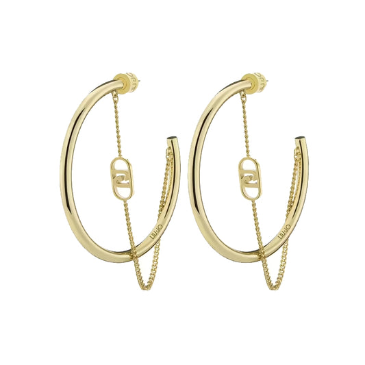 Elegant gold hoop earrings from LIU-JO Mod. LJ2774, featuring delicate chain details from the Liu-jo Jewels New Collection.