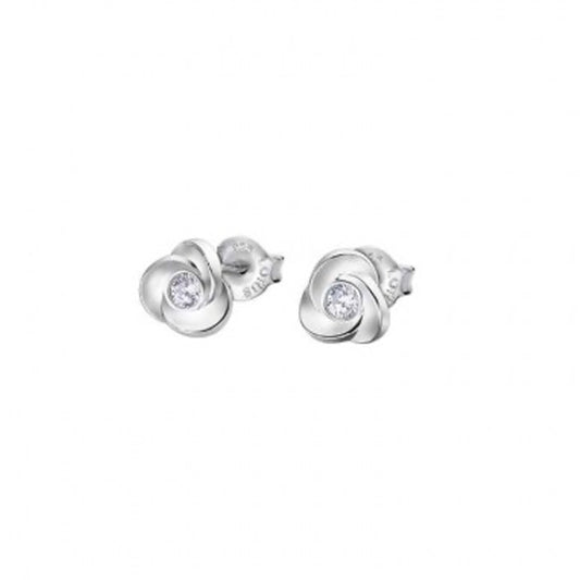 LOTUS JEWELS JEWELRY Mod. LP3059-4/1 silver flower stud earrings with center gemstone, elegant design.