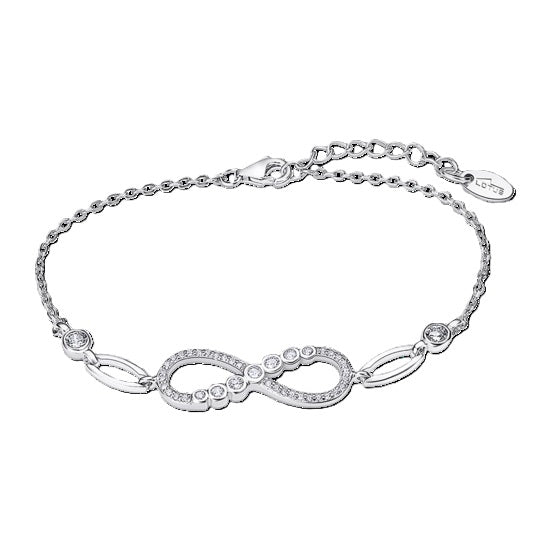 LOTUS JEWELS JEWELRY Mod. LP3189-2/1 elegant silver bracelet with infinity design and crystal embellishments.