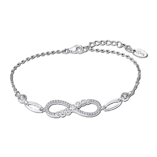 LOTUS JEWELS JEWELRY Mod. LP3189-2/1 elegant silver bracelet with infinity design and crystal embellishments.