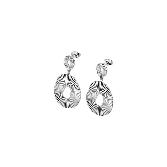 LOTUS JEWELS JEWELRY Mod. LS2355-4/1 stylish silver dangle earrings with circular design, modern and elegant fashion accessory