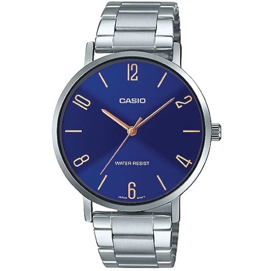 CASIO COLLECTION Mod. MINIMAL - BLUE wristwatch with stainless steel case and strap, water resistant 3 ATM, official box included.