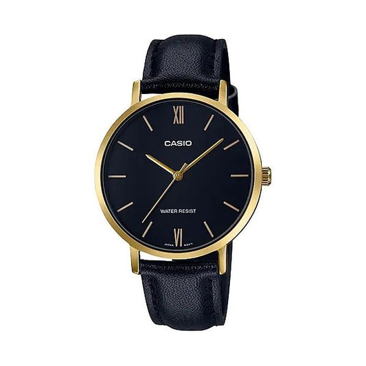 CASIO COLLECTION Mod. MINIMAL GOLD, LEATHER - BLACK-0