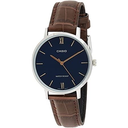 CASIO COLLECTION Mod. MINIMAL, LEATHER - BLACK wristwatch with black dial, leather strap, stainless steel case, 3 ATM water resistance.