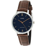 CASIO COLLECTION Mod. MINIMAL, LEATHER - BLACK wristwatch with black dial, leather strap, stainless steel case, 3 ATM water resistance.