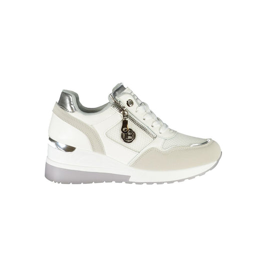 Laura Biagiotti Brown Synthetic Women Sneaker with side zip, white and silver design, ergonomic fit, 4 cm heel.