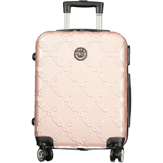 Laura Biagiotti Pink Polyethylene Luggage And Travel, small trolley with contrasting details, 4 wheels, handle, zippered pocket, logo