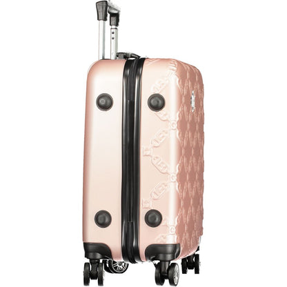 Laura Biagiotti Pink Polyethylene Luggage And Travel small trolley with handles, wheels, and zip closure, featuring logo and contrasting details.