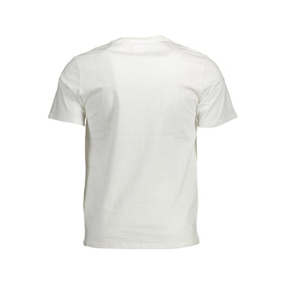 Back view of Levi's White Cotton Men T-Shirt with classic V-neck, featuring iconic Levi's logo, perfect for casual chic style.