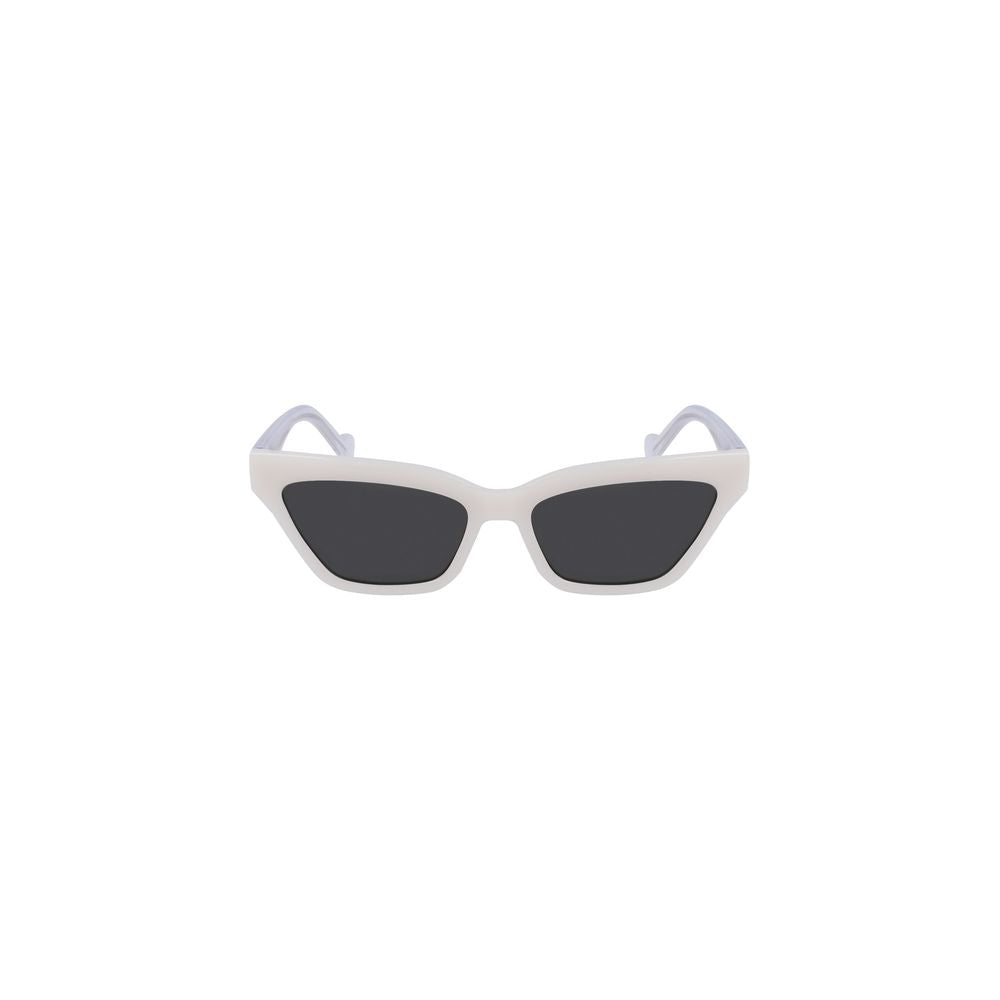 Liu Jo White Injected Women Sunglass with white frame and rectangular gray lens, epitomizing modern chic style.