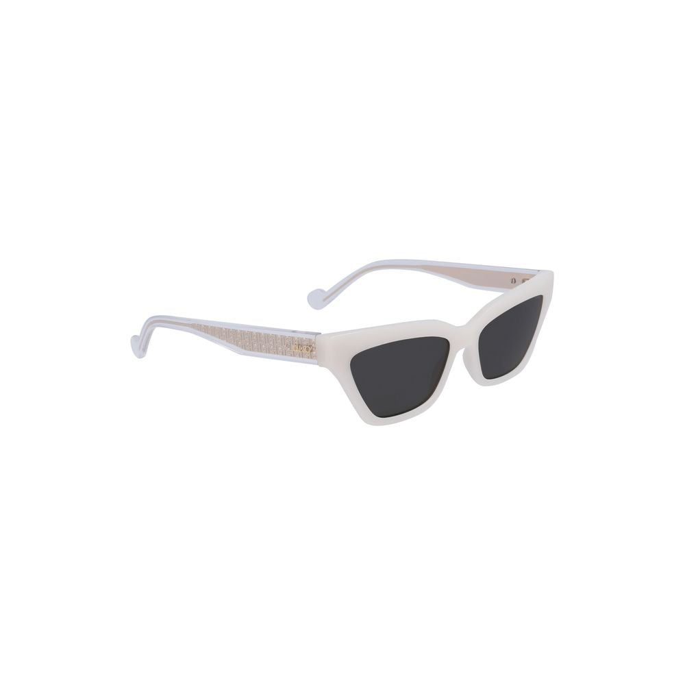 Liu Jo White Injected Women Sunglass with sleek rectangular gray lenses and pristine white frame for a chic, modern look.
