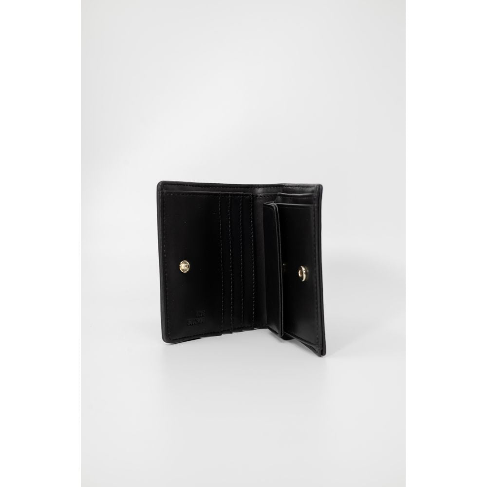 Open Love Moschino Bicolor Polyethylene Wallet showing card slots and coin pocket.