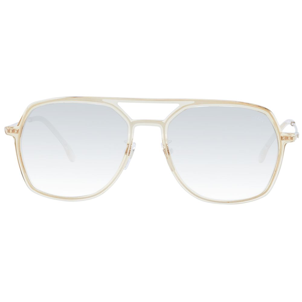 Lozza Beige Unisex Sunglass with full-rim acetate frame, gradient grey lenses, aviator style, includes branded case for 100% UVA & UVB protection.