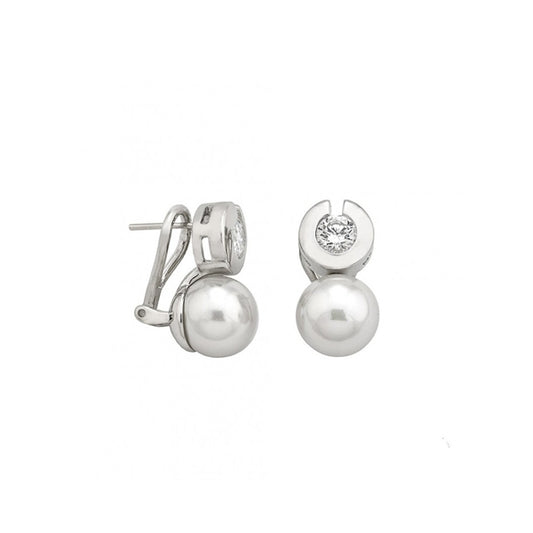 MAJORICA JEWELRY Mod. 09507.01.2.907.706.1 elegant pearl and diamond earrings