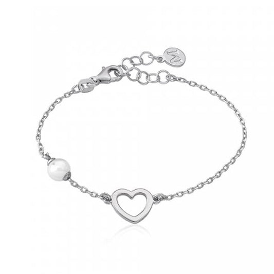 MAJORICA JEWELRY Mod. 16390.01.2.000.010.1 silver bracelet with heart charm and pearl